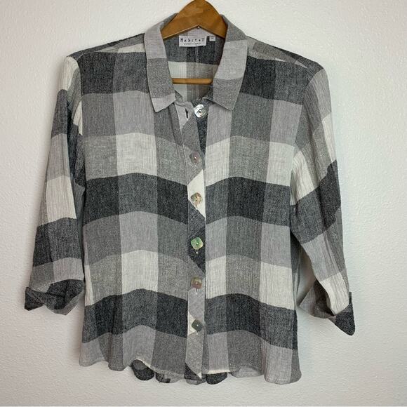 Habitat Clothes to live in Plaid Gray Button Down Shirt - Picture 2 of 15